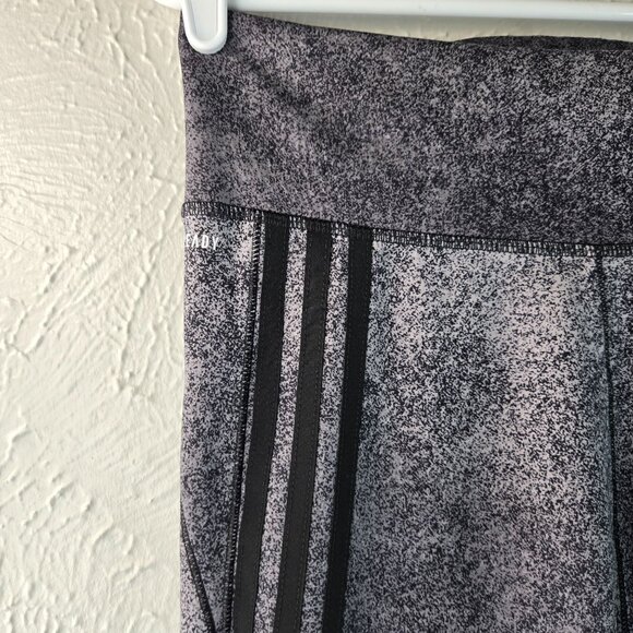 Adidas Leggings Size Medium Gray Black Stretchy Athletic Workout Pull On Pants - Picture 4 of 10